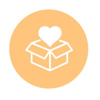 outline of a heart going into a box icon