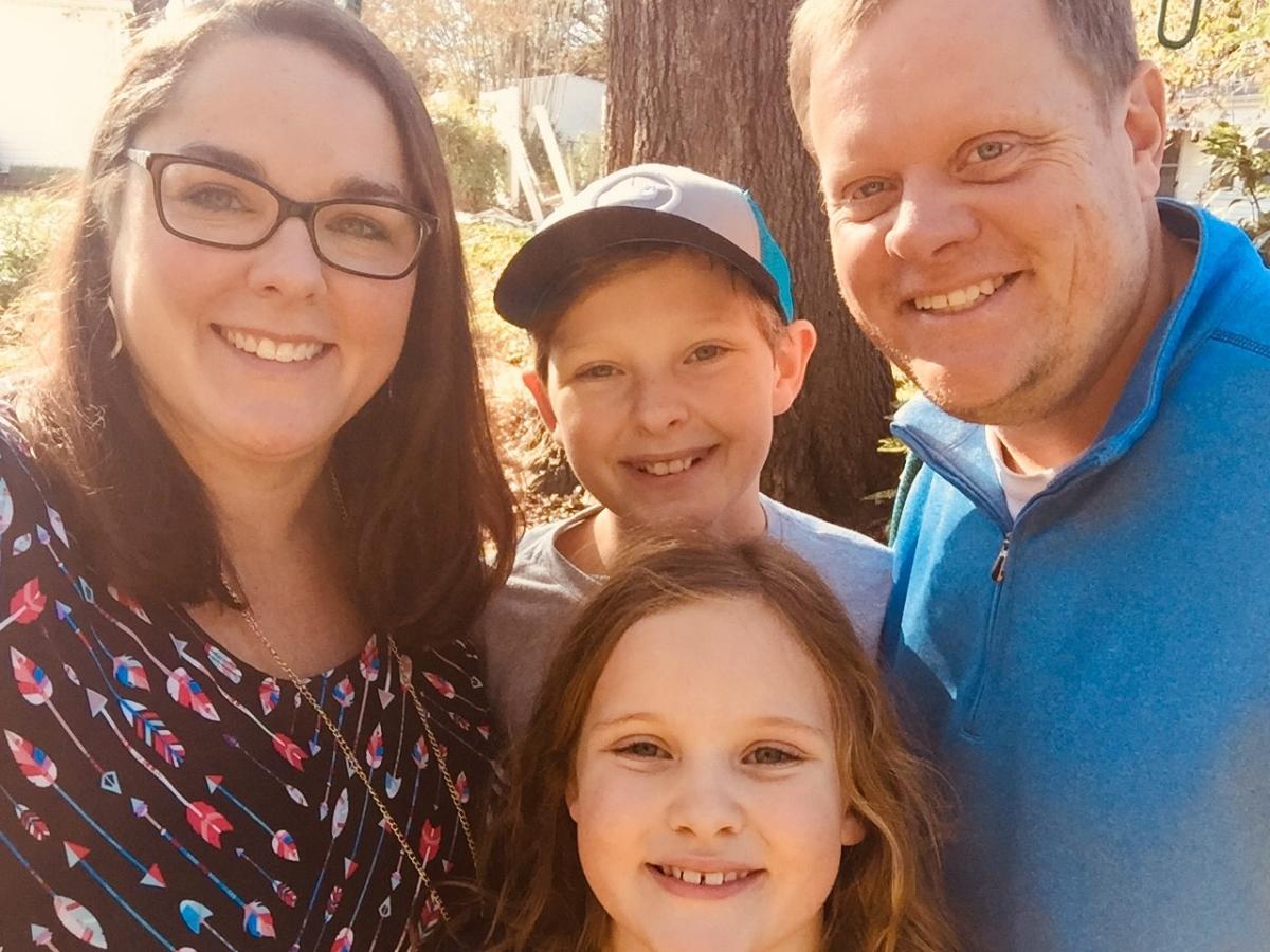 Christy with her son Noah, husband David and daughter Molly