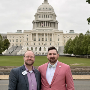Photo of TUW President & CEO DJ Hampton and Joey Current in front of the Capitol in DC
