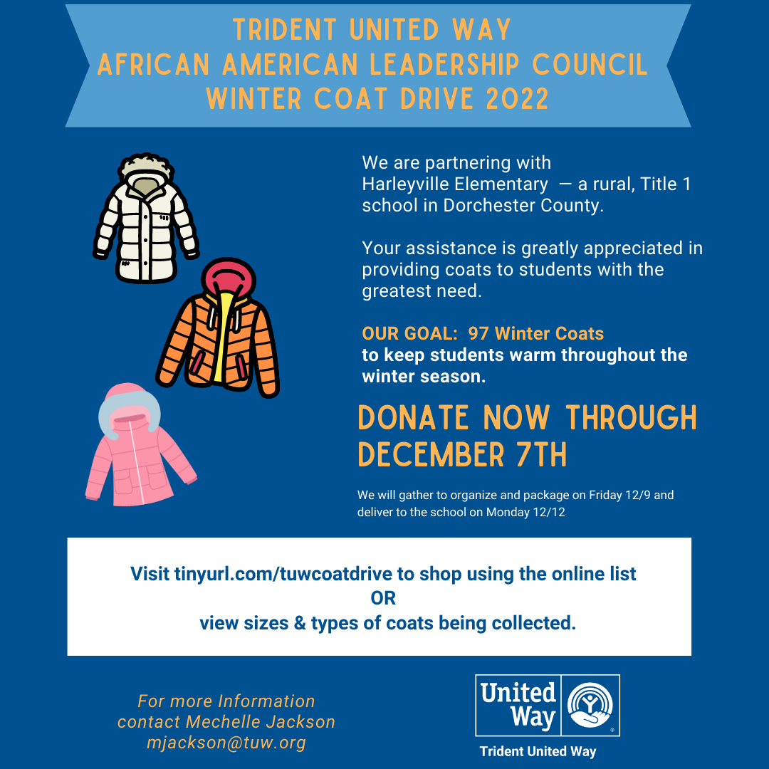 Flyer promoting the AALC Winter Coat Drive 2022