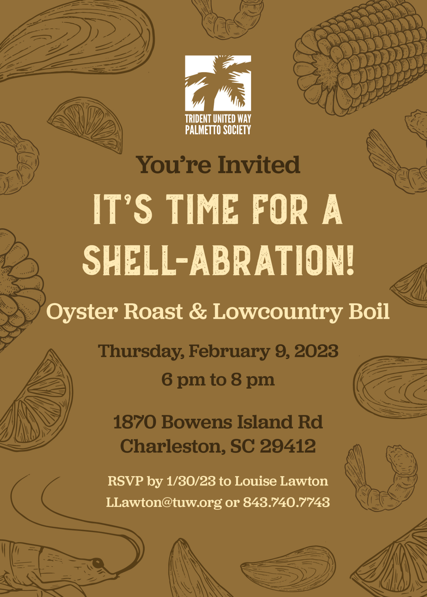 Graphic of invitation to 2023 Oyster Roast 