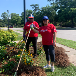 Stephanie Pope Singleton and Sonia Hanson volunteer at Keep North Charleston Beautiful