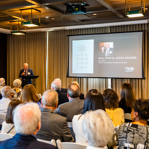 Bill Finn speaks to attendees at Tocqueville Society event