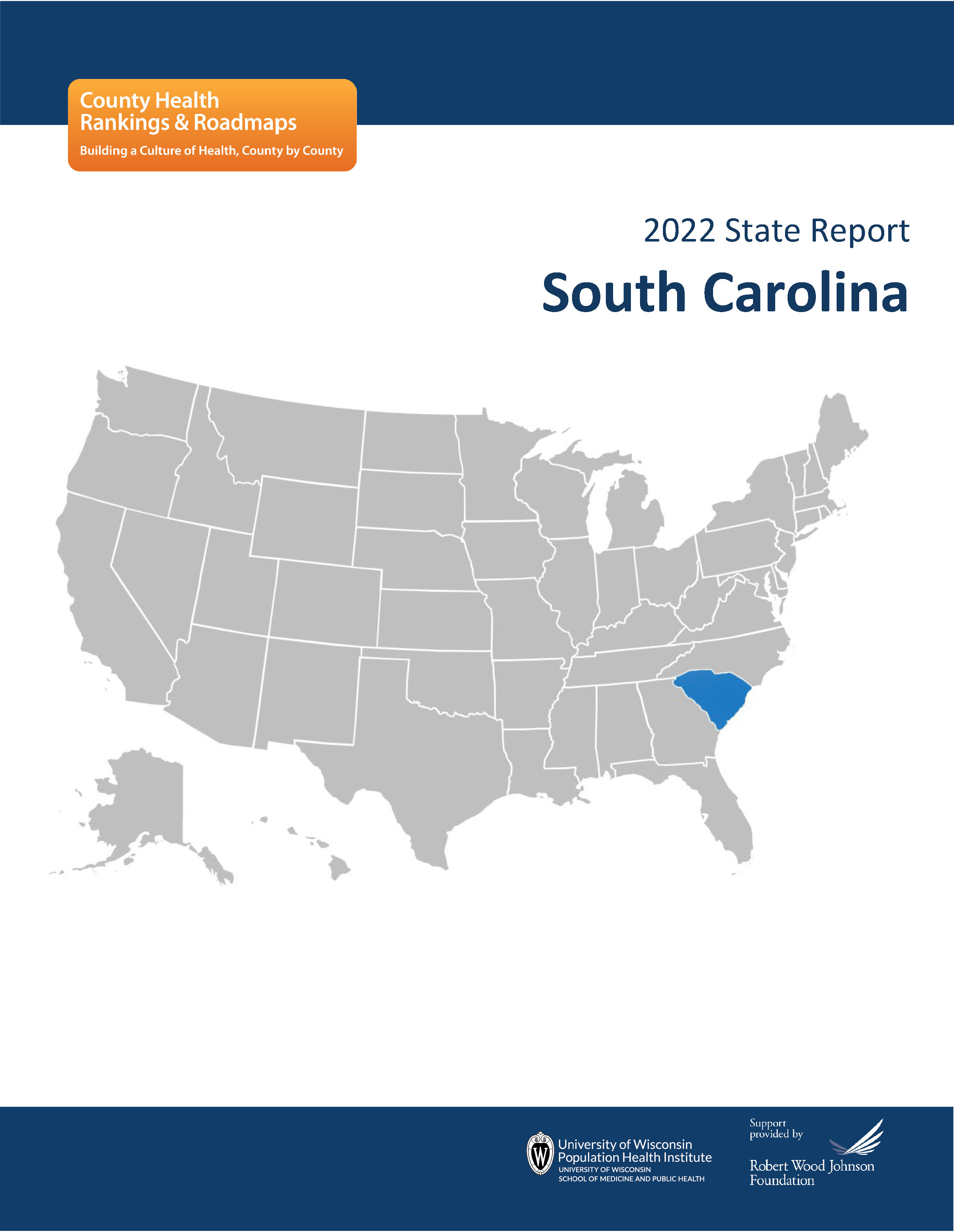 Cover of the 2022 South Carolina Report for County Health Rankings and Roadmaps