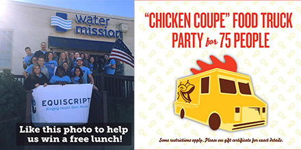 TUW social media post "chicken coupe" food truck party for 75 people