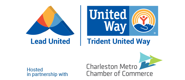 Lead United logo with TUW logo and hosted in partnership with Charleston Metro Chamber of Commerce