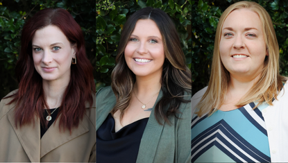 3 photos depict (from left to right) Brooke Chhina, Chloe Klotzbach, and Katherine Torbush