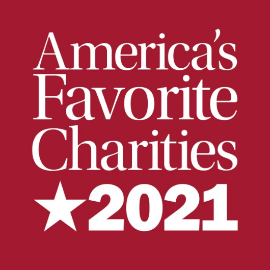 Graphic stating America's Favorite Charities 2021